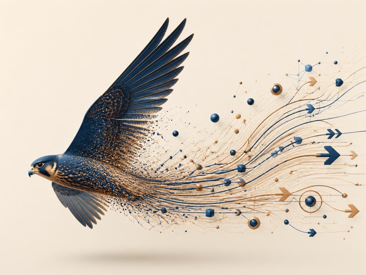 Abstract visualization of AI automation flowing through a recruitment pipeline